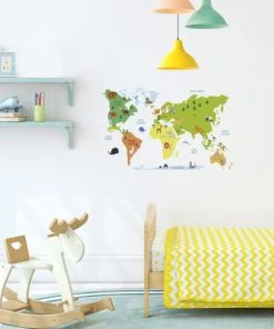 STC Adhésif Décoratif Mural Planisphère Pour Enfant 43x68,5cm -Boutique KidKraft adhesif decoratif mural planisphere pour enfant 43x68 5cm 1