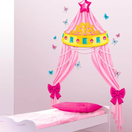 STC Autocollant Mural Lit De Princesse En Trompe L'oeil 113x155cm 4 STC Autocollant Mural Lit De Princesse En Trompe L'oeil 113x155cm – Image 2