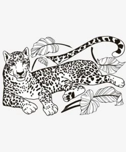 Lilipinso Grand Sticker Léopard Allongé En Vinyle Mat Noir