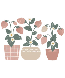 Lilipinso Grand Sticker Les Fraisiers En Vinyle Mat Rose