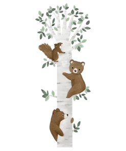 Lilipinso Grand Sticker Ours Montent à L'arbre En Vinyle Mat Multicolore