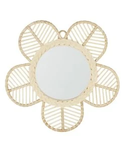 Maisons Du Monde Miroir Fleur En Rotin Beige 57x55