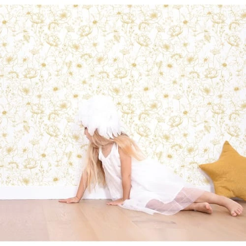 Lilipinso Papier Peint Bucolique Fleurs En Papier Moutarde 50cm X 10m 6 Lilipinso Papier Peint Bucolique Fleurs En Papier Moutarde 50cm X 10m – Image 4