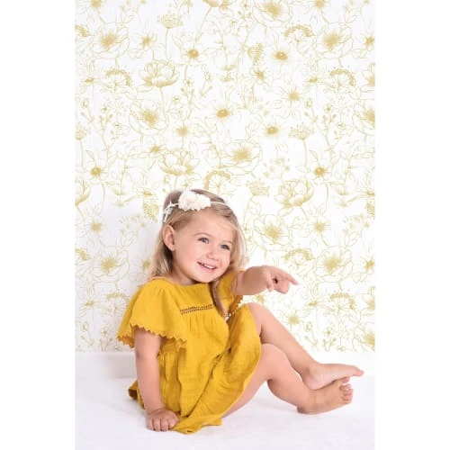 Lilipinso Papier Peint Bucolique Fleurs En Papier Moutarde 50cm X 10m 7 Lilipinso Papier Peint Bucolique Fleurs En Papier Moutarde 50cm X 10m – Image 5