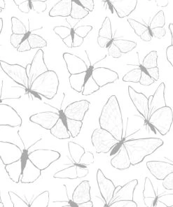 Lilipinso Papier Peint Butterflies Gris