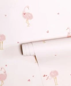 Lilipinso Papier Peint Coeurs Et Autruches En Papier Rose 50cm X 10m -Boutique KidKraft papier peint coeurs et autruches en papier rose 50cm x 10m 2