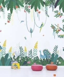 Lilipinso Papier Peint Décor Tropicale En Papier Multicolore 4m X 2,48 M