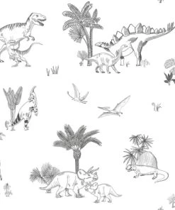 Lilipinso Papier Peint Dinosaures En Papier Gris 50cm X 10m -Boutique KidKraft papier peint dinosaures en papier gris 50cm x 10m 1