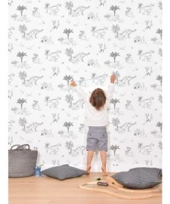 Lilipinso Papier Peint Dinosaures En Papier Gris 50cm X 10m -Boutique KidKraft papier peint dinosaures en papier gris 50cm x 10m 3