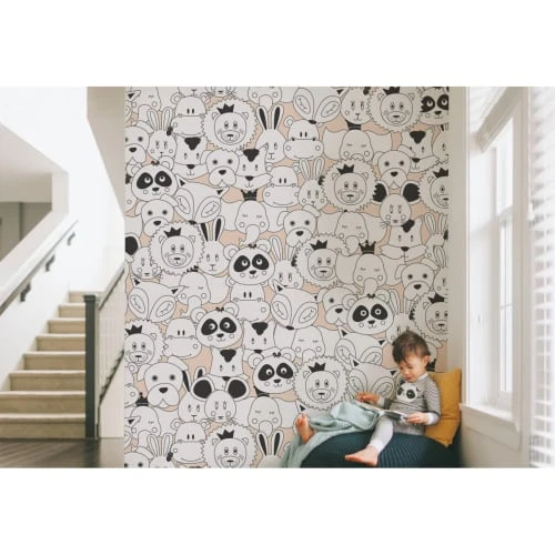 Acte Deco Papier Peint Enfant Les Anicool - 425x250 - Beige 4 Acte Deco Papier Peint Enfant Les Anicool - 425x250 - Beige – Image 2