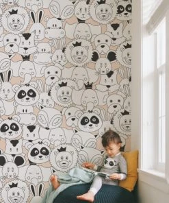 Acte Deco Papier Peint Enfant Les Anicool - 425x250 - Beige