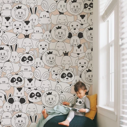 Acte Deco Papier Peint Enfant Les Anicool - 425x250 - Beige 3 Acte Deco Papier Peint Enfant Les Anicool - 425x250 - Beige