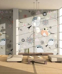 Artgeist Papier Peint Enfant Oiseaux Sur Fond Rose Rose 350x270