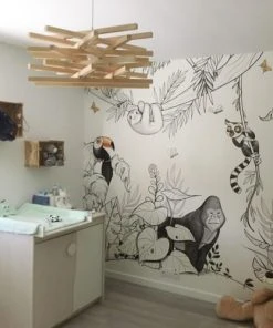 Acte Deco Papier Peint Enfant Panoramique Enfant Jungle - 170x250 - Gris