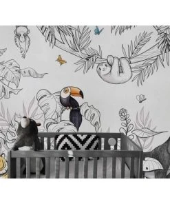 Acte Deco Papier Peint Enfant Panoramique Enfant Jungle - 255x250 - Gris -Boutique KidKraft papier peint enfant panoramique enfant jungle 255x250 gris 2