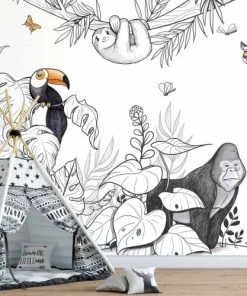 Acte Deco Papier Peint Enfant Panoramique Enfant Jungle - 340x250 - Gris 9 Acte Deco Papier Peint Enfant Panoramique Enfant Jungle - 340x250 - Gris -Boutique KidKraft papier peint enfant panoramique enfant jungle 340x250 gris 1