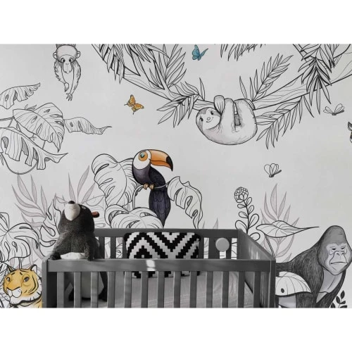 Acte Deco Papier Peint Enfant Panoramique Enfant Jungle - 340x250 - Gris 5 Acte Deco Papier Peint Enfant Panoramique Enfant Jungle - 340x250 - Gris – Image 3