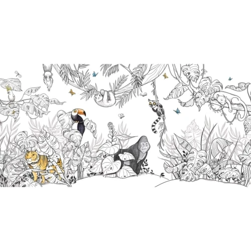 Acte Deco Papier Peint Enfant Panoramique Enfant Jungle - 340x250 - Gris 6 Acte Deco Papier Peint Enfant Panoramique Enfant Jungle - 340x250 - Gris – Image 4