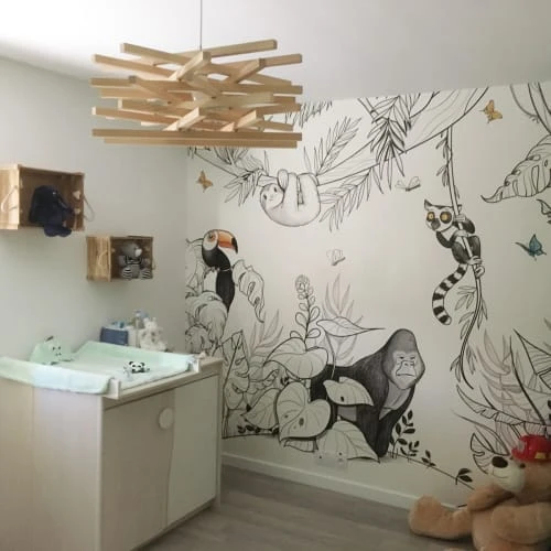 Acte Deco Papier Peint Enfant Panoramique Enfant Jungle - 340x250 - Gris 3 Acte Deco Papier Peint Enfant Panoramique Enfant Jungle - 340x250 - Gris