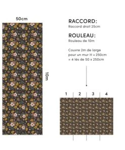 Lilipinso Papier Peint Fall Bouquets Noir -Boutique KidKraft papier peint fall bouquets noir 3
