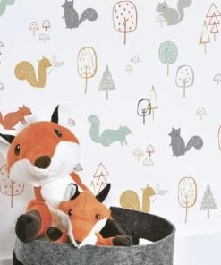 Lilipinso Papier Peint Forêt écureuils En Papier Multicolore 50cm X 10m