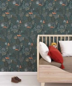 Lilipinso Papier Peint Forêt En Papier Noir 50cm X 10m