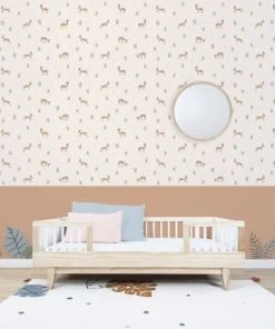 Lilipinso Papier Peint Gazelles En Papier Rose 50cm X 10m