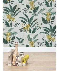 Lilipinso Papier Peint Guepard Et Feuillages En Papier Vert 50cm X 10m -Boutique KidKraft papier peint guepard et feuillages en papier vert 50cm x 10m 3