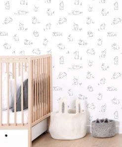 Lilipinso Papier Peint Lapins En Papier Noir 50cm X 10m