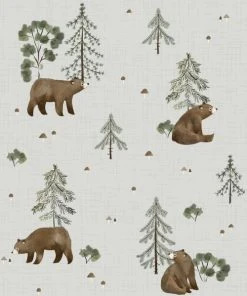 Lilipinso Papier Peint Mountain Et Bears Vert
