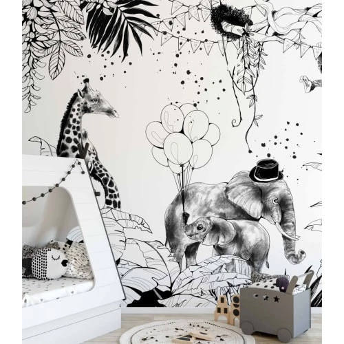 Acte Deco Papier Peint Panoramique Cirque De La Jungle - 255x250 - Noir 4 Acte Deco Papier Peint Panoramique Cirque De La Jungle - 255x250 - Noir – Image 2