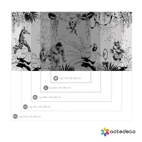 Acte Deco Papier Peint Panoramique Cirque De La Jungle - 255x250 - Noir 6 Acte Deco Papier Peint Panoramique Cirque De La Jungle - 255x250 - Noir – Image 4