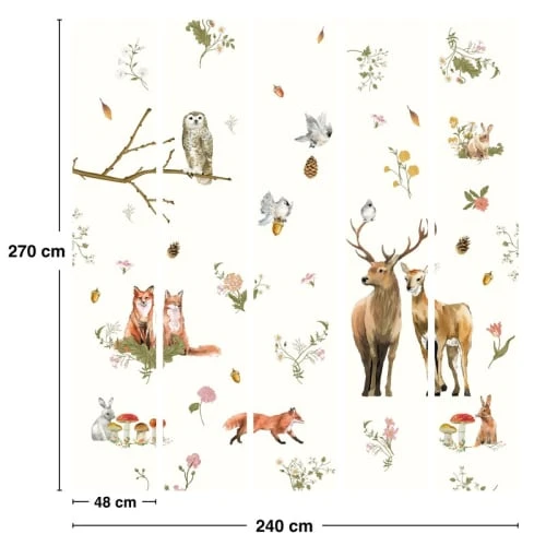 99Déco Papier Peint Panoramique Enfant Animaux Bois 240x270cm 7 99Déco Papier Peint Panoramique Enfant Animaux Bois 240x270cm – Image 5