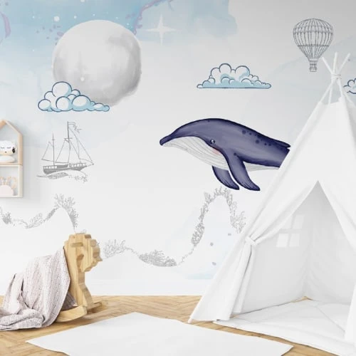 99Déco Papier Peint Panoramique Enfant Aquarelle Baleine 336x270cm Atlantide 5 99Déco Papier Peint Panoramique Enfant Aquarelle Baleine 336x270cm Atlantide – Image 3
