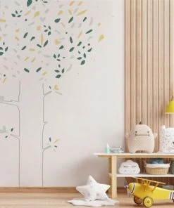 99Déco Papier Peint Panoramique Enfant Arbre Oiseau 240x270cm