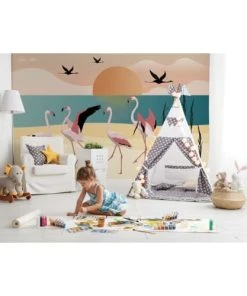 99Déco Papier Peint Panoramique Enfant Nature Sunset Flamingo 336x270cm -Boutique KidKraft papier peint panoramique enfant nature sunset flamingo 336x270cm 2