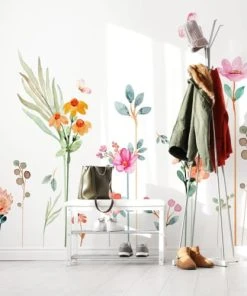99Déco Papier Peint Panoramique Floral Enfant Aquarelle 240x270cm
