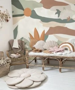 99Déco Papier Peint Panoramique Graphique Fresque Terracotta 336x270cm