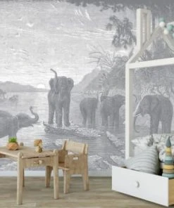 Ciment Factory Papier Peint Panoramique Gravure Les éléphants 390x270cm 10 Ciment Factory Papier Peint Panoramique Gravure Les éléphants 390x270cm -Boutique KidKraft papier peint panoramique gravure les elephants 390x270cm 32