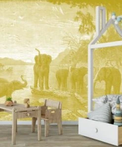Ciment Factory Papier Peint Panoramique Gravure Les éléphants 390x270cm -Boutique KidKraft papier peint panoramique gravure les elephants 390x270cm 40