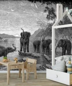 Ciment Factory Papier Peint Panoramique Gravure Les éléphants 390x270cm -Boutique KidKraft papier peint panoramique gravure les elephants 390x270cm 41