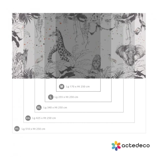 Acte Deco Papier Peint Panoramique Scène Girafes - 170x250 - Noir 6 Acte Deco Papier Peint Panoramique Scène Girafes - 170x250 - Noir – Image 4