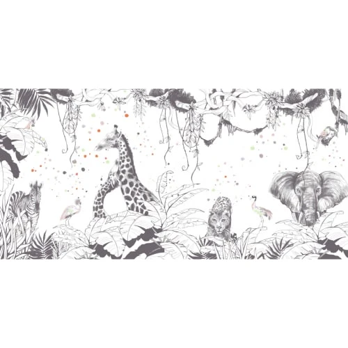 Acte Deco Papier Peint Panoramique Scène Girafes - 255x250 - Gris 5 Acte Deco Papier Peint Panoramique Scène Girafes - 255x250 - Gris – Image 3