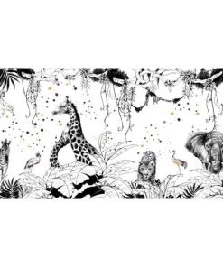 Acte Deco Papier Peint Panoramique Scène Girafes - 255x250 - Noir -Boutique KidKraft papier peint panoramique scene girafes 255x250 noir 2