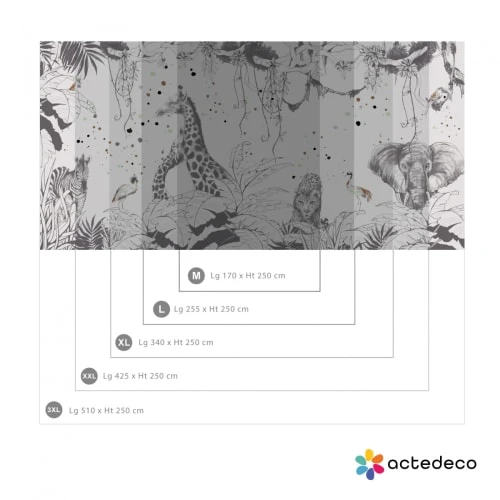 Acte Deco Papier Peint Panoramique Scène Girafes - 340x250 - Gris 6 Acte Deco Papier Peint Panoramique Scène Girafes - 340x250 - Gris – Image 4