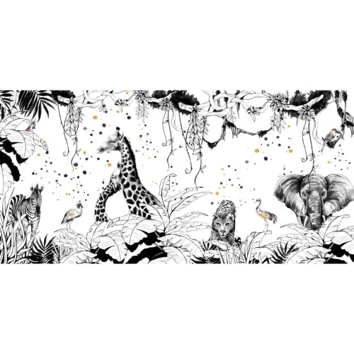 Acte Deco Papier Peint Panoramique Scène Girafes - 425x250 - Noir 5 Acte Deco Papier Peint Panoramique Scène Girafes - 425x250 - Noir – Image 3