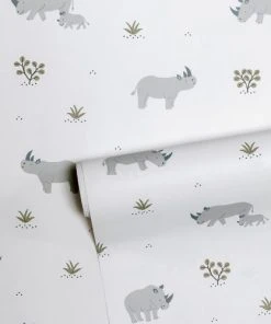Lilipinso Papier Peint Rhinocéros En Papier Bleu 50cm X 10m -Boutique KidKraft papier peint rhinoceros en papier bleu 50cm x 10m 2