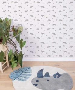 Lilipinso Papier Peint Rhinocéros En Papier Bleu 50cm X 10m -Boutique KidKraft papier peint rhinoceros en papier bleu 50cm x 10m 3