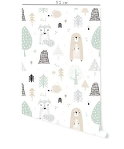 Boutique KidKraft -Boutique KidKraft papier peint vinyle adhesif animaux de la foret vert 50x300 cm 1