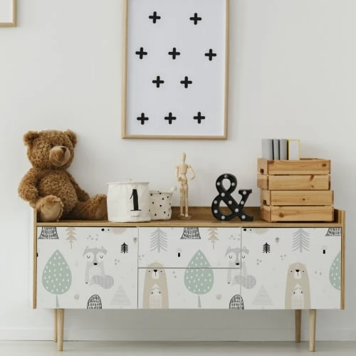 Decochic Papier Peint Vinyle Adhésif Animaux De La Forêt Vert 50x300 Cm 5 Decochic Papier Peint Vinyle Adhésif Animaux De La Forêt Vert 50x300 Cm – Image 3